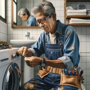 Elderly Washing Machine Repairman in Action | Bathroom Repairs