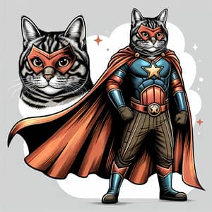 Tabby Cat Superhero Costume - Unique and Colorful Illustration