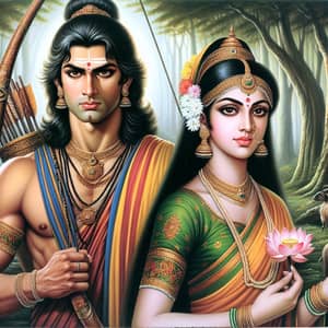 Ram and Sita Indian Mythology Painting