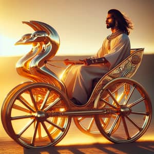 Egyptian Man Driving Two-Wheeled Gold Chariot