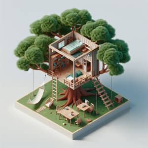 Two-Story Tree House Isometric Room Design