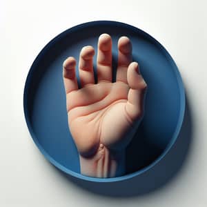 Human Hand in Blue Circle | Abstract and Minimalist Image