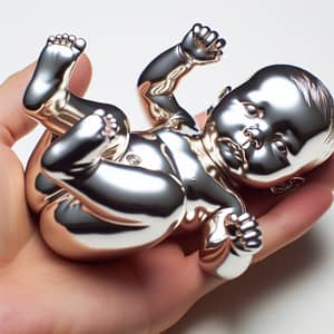 Reflective Metal Baby Sculpture - Handcrafted Infant Art