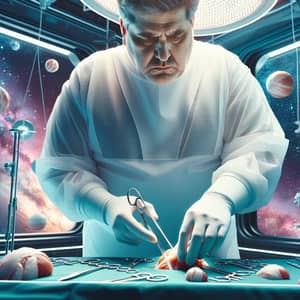 Space Surgeon: Futuristic Zero-Gravity Surgery by Expert Male Surgeon