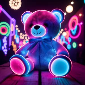 Vibrant Neon-Lit Teddy Bear | Fun and Quirky Decoration