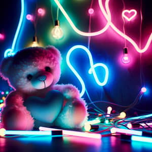 Whimsical Neon Teddy Bear in Vibrant Colors