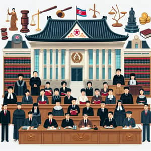 Judicial System of North Korea - Courts, Lawyers, Gavels, Law Books
