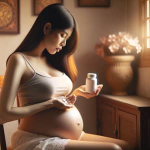 Thai Pregnant Woman Ensuring Good Nutrition | Calcium Supplement