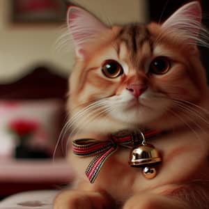 Cat with Bell Around Its Neck - Cute and Playful
