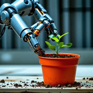 Industrial Robotic Hand Planting Plant in Pot