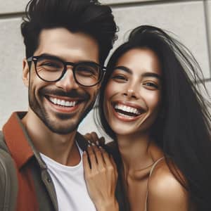 Happy Couple Photo | Hispanic Man and Caucasian Woman Laughing Together