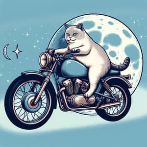 Cat Riding Motorcycle on Moon - Simple Pleasures of Life