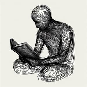 Artistic Sketch of a Figure Engrossed in Reading