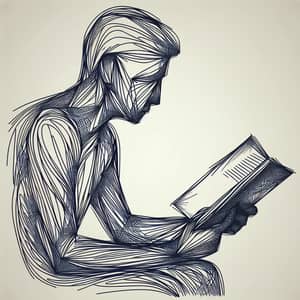 Reading Figure Sketch Art | Book Enthusiast Illustration