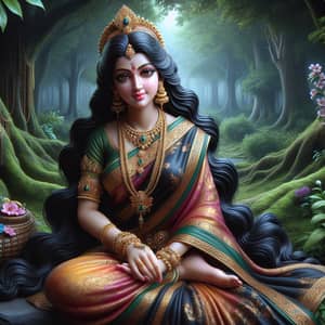 Sita - Traditional Representation in Lush Forest