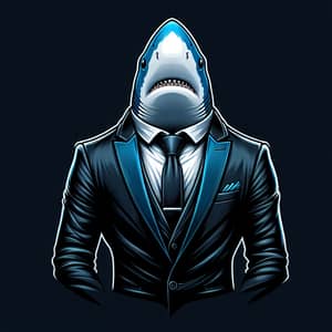Elegant Black and Blue Suit Shark | Mystique and Charm