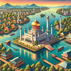 Brunei Landmarks: Sultan Omar Ali Saifuddin Mosque & Kampong Ayer