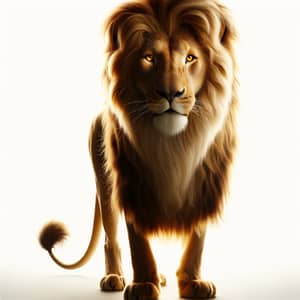Majestic Lion Standing Against White Background