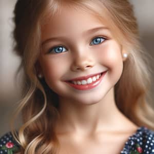 Adorable 5-Year-Old Girl with Fair Skin and Blue eyes