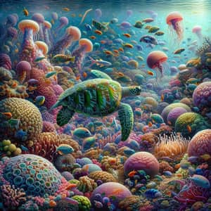 Vibrant Marine Life on Colorful Coral Reef