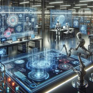 Futuristic Artificial Intelligence Tools and High-Tech Workstation