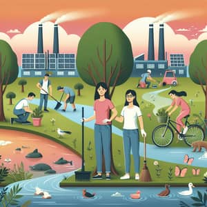 Green Actions for a Cleaner World: Planting, Cleaning, Cycling