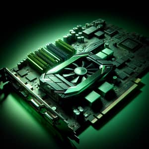 Green Graphics Video Card on Black Background