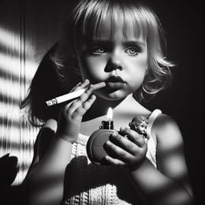 Vintage Child Smoking Photo: Innocence and Rebellion