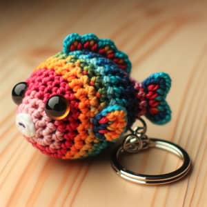 Colorful Crocheted Patoti Fish Keychain - Handmade Craft