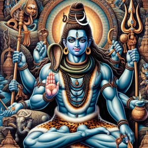 Lord Shiva: Ancient Hindu Deity with Trident and Crescent Moon
