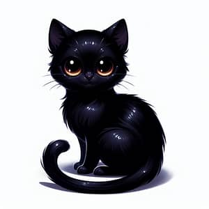 Petite Black Cat with Lustrous Fur | Serene and Self-Assured