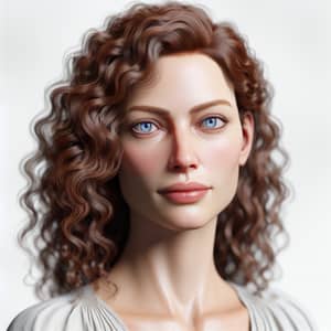 Elegant White Middle-Eastern Woman with Curly Chestnut Hair Portrait
