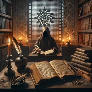 Historic Islamic Scholar's Study Room with Quill & Ink