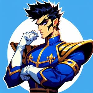Fictional Prince Character in Royal Blue Jumpsuit