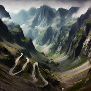 Dramatic High Mountain Road: Beauty and Danger Nature View
