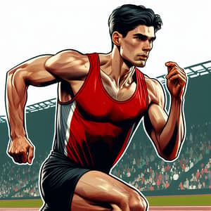 Dedicated Male Runner in Stadium | Track Athlete Photo