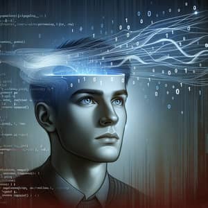 Mind-Powered Coding: Young Male Engaged in ASCII Programming