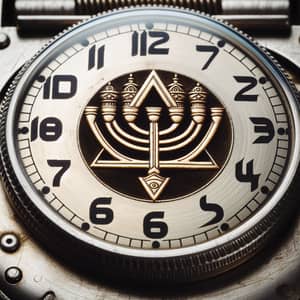 Vintage Military Watch Face with Menorah Symbol