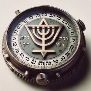 Vintage Israeli Military Watch Face with Menorah Symbol