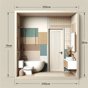 Rectangular Bathroom Design 205x270cm | Natural Colors