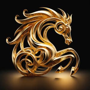 Golden Sculpture Inspired by Arabic Calligraphy | Crystal Arabian Horse