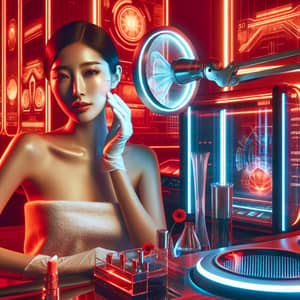 Chinese Beauty Skincare Treatment in Futuristic Beauty Salon