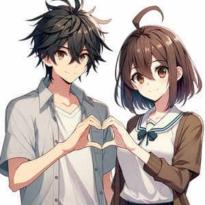 Anime-Style Illustration of Teenagers Expressing Affection