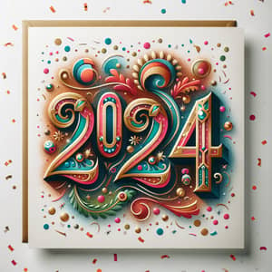 2024 Festive Greeting Card - Vibrant Colors & Decorative Ornaments