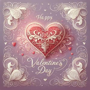 Elegant Valentine's Day Card with Lace-like Red Heart