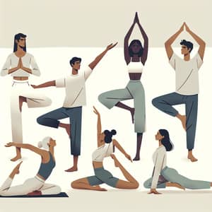 Minimalist Yoga Poses Illustration: Diversity and Harmony