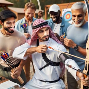 Diverse Men Engaging in Archery - Fun Outdoor Activity