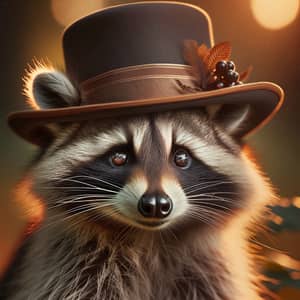 Elegant Raccoon with Vintage Hat | Charming Wildlife Portrait