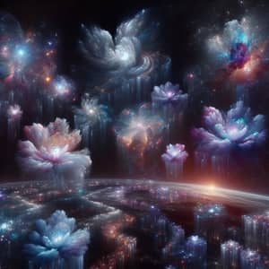Cosmic Flowers: Ethereal Galactic Blooms in Cosmic Space