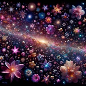 Cosmic Flowers Galaxy - Mesmerizing Celestial Flora Panorama